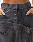 【studio b3】 UNSEX WRINKLE LINEN&COTTON BOX SARROUEL PANTS RBB1974_FADE BLACK