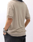 【sanctamuerte】 STRETCH COTTON & VISCOSE SILK TEE SM87_SAND SHELL