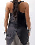 【Primordial is Primitive】 BACK CROSSED TANK TOP 413LS_BLACK