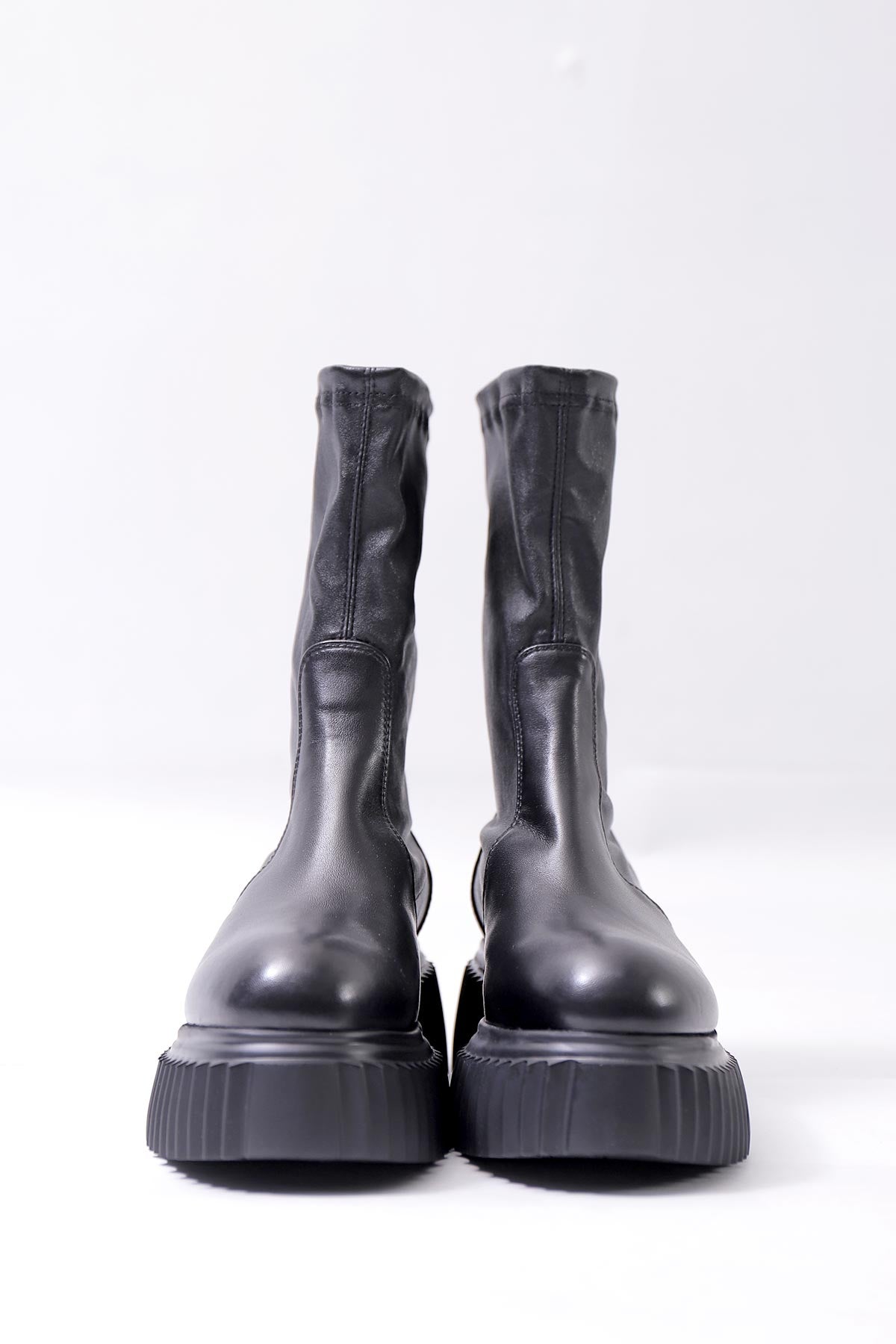 【AGL】 STRETCH LEATHER SNEAKER BOOTS MIDI STRETCH