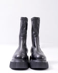 【AGL】 STRETCH LEATHER SNEAKER BOOTS MIDI STRETCH_BLACK