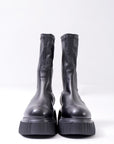 【AGL】 STRETCH LEATHER SNEAKER BOOTS MIDI STRETCH_BLACK