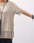 【sanctamuerte】 STRETCH COTTON & VISCOSE SILK TEE SM87_SAND SHELL