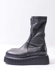 【AGL】 STRETCH LEATHER SNEAKER BOOTS MIDI STRETCH