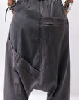 【studio b3】 UNSEX WRINKLE LINEN&COTTON BOX SARROUEL PANTS RBB1974_FADE BLACK