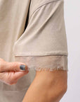 【sanctamuerte】 STRETCH COTTON & VISCOSE SILK TEE SM87_SAND SHELL