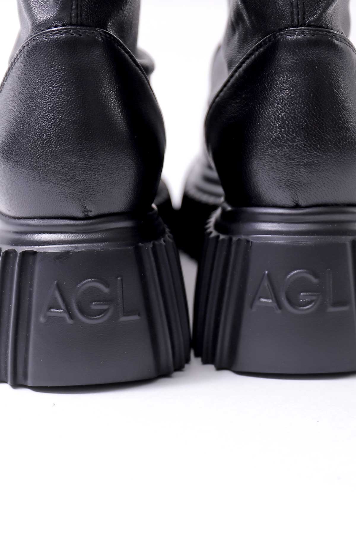 【AGL】 STRETCH LEATHER SNEAKER BOOTS MIDI STRETCH