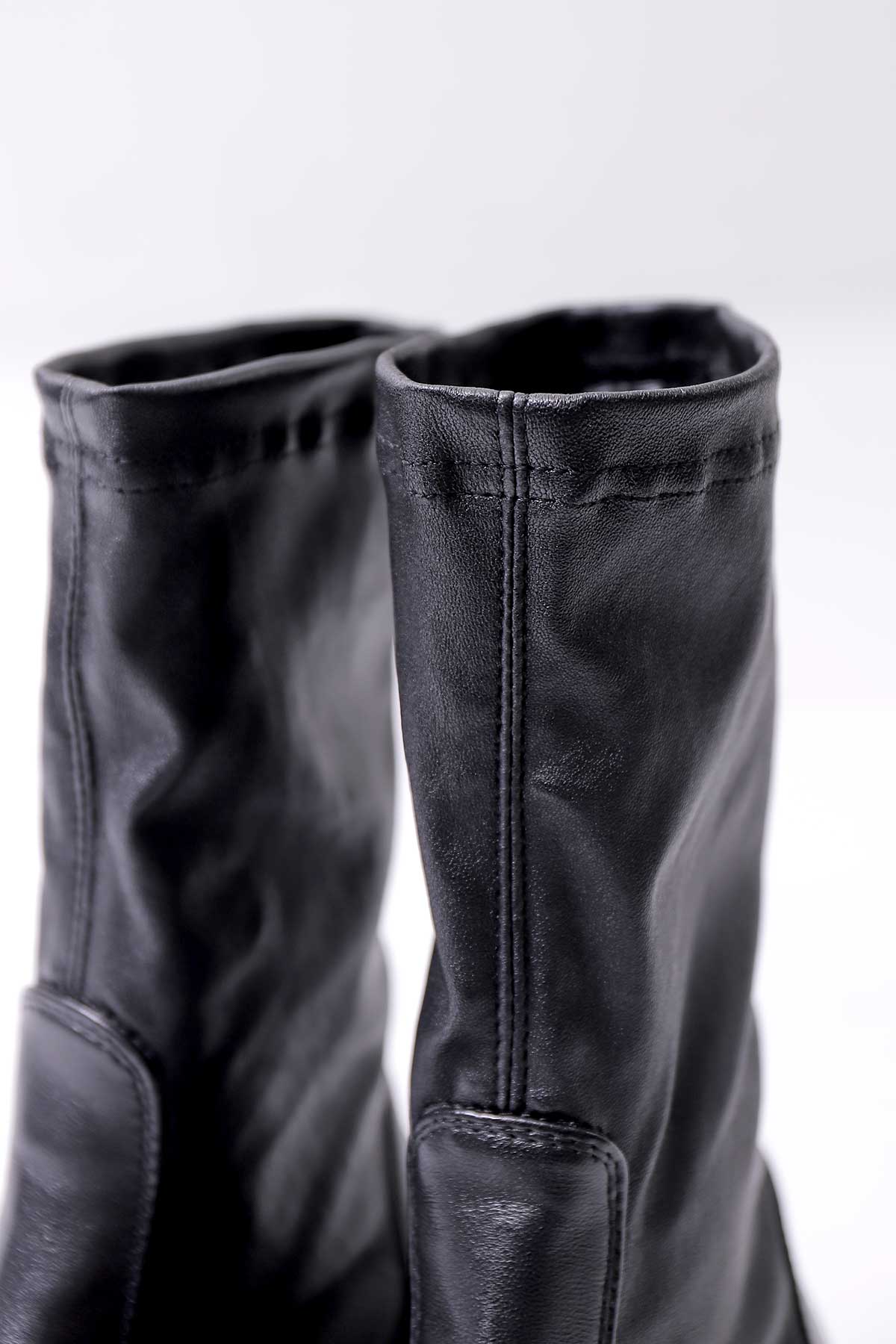 【AGL】 STRETCH LEATHER SNEAKER BOOTS MIDI STRETCH