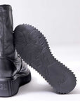 【AGL】 STRETCH LEATHER SNEAKER BOOTS MIDI STRETCH_BLACK