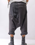 【studio b3】 UNSEX WRINKLE LINEN&COTTON BOX SARROUEL PANTS RBB1974_FADE BLACK