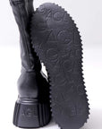 【AGL】 STRETCH LEATHER SNEAKER BOOTS MIDI STRETCH_BLACK