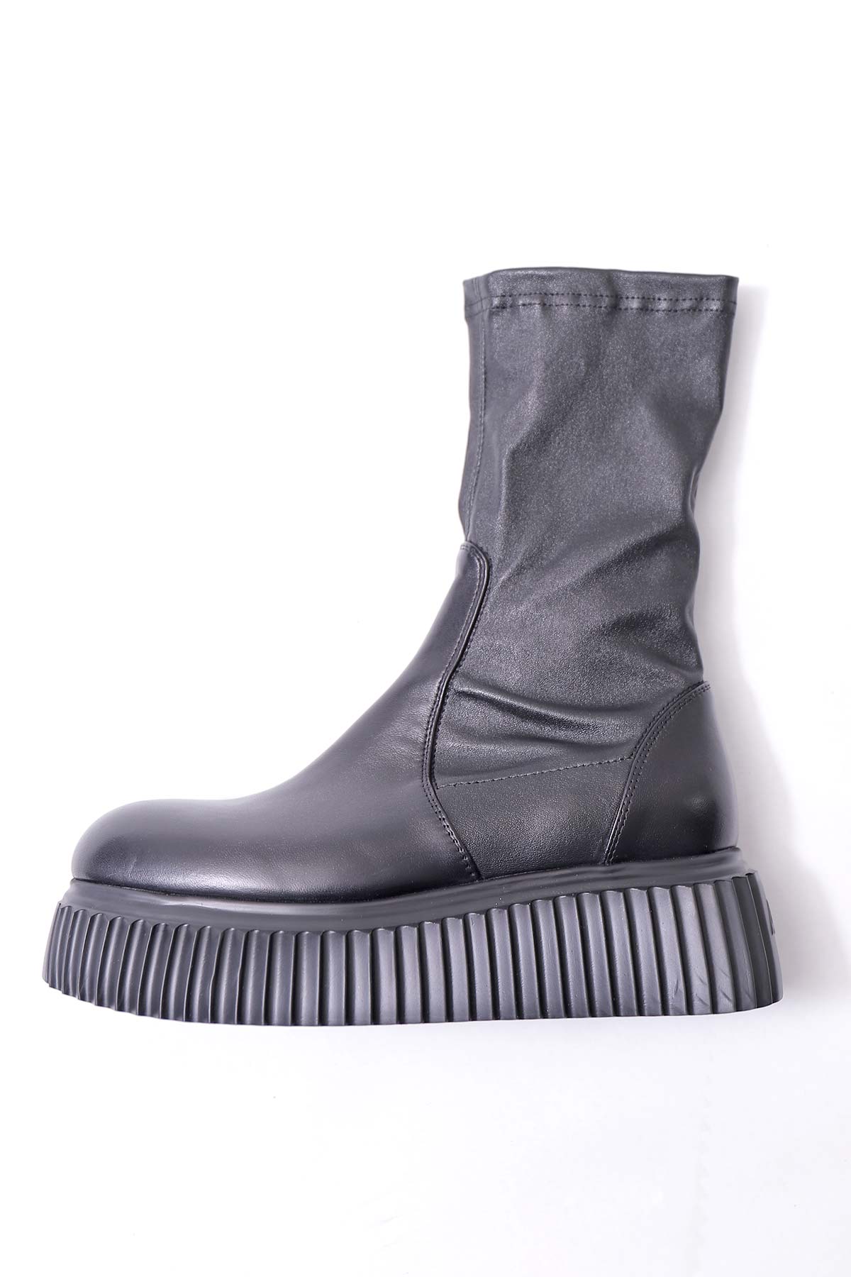 【AGL】 STRETCH LEATHER SNEAKER BOOTS MIDI STRETCH