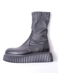 【AGL】 STRETCH LEATHER SNEAKER BOOTS MIDI STRETCH_BLACK
