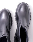 【AGL】 STRETCH LEATHER SNEAKER BOOTS MIDI STRETCH_BLACK