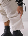 【studio b3】 UNSEX WRINKLE LINEN&COTTON BOX SARROUEL PANTS RBB1974_MILK