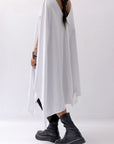 【Primordial is Primitive】 ASYMMETRY OVERSIZED COTTON LONG TOP 100RO_WHITE