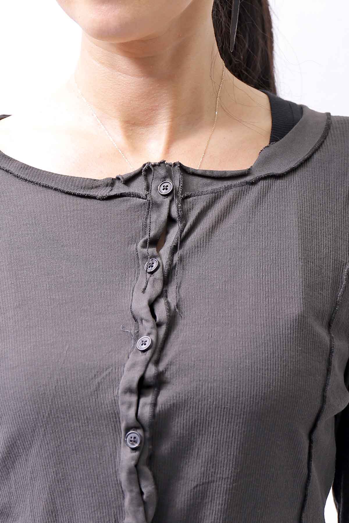 【RUNDHOLZ】 RIB COTTON PENGUIN BUTTON LONG TOP 234 0904_LAVA