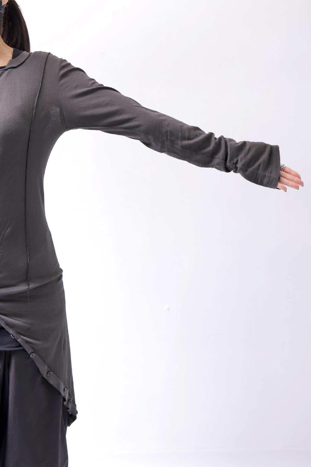 【RUNDHOLZ】 RIB COTTON PENGUIN BUTTON LONG TOP 234 0904_LAVA