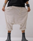 【studio b3】 UNSEX WRINKLE LINEN&COTTON BOX SARROUEL PANTS RBB1974_MILK