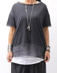 【sanctamuerte】 STRETCH COTTON & VISCOSE SILK TEE SM87_STRETCH COTTON & VISCOSE SILK TEE SM87_BLACK