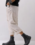 【studio b3】 UNSEX WRINKLE LINEN&COTTON BOX SARROUEL PANTS RBB1974_MILK