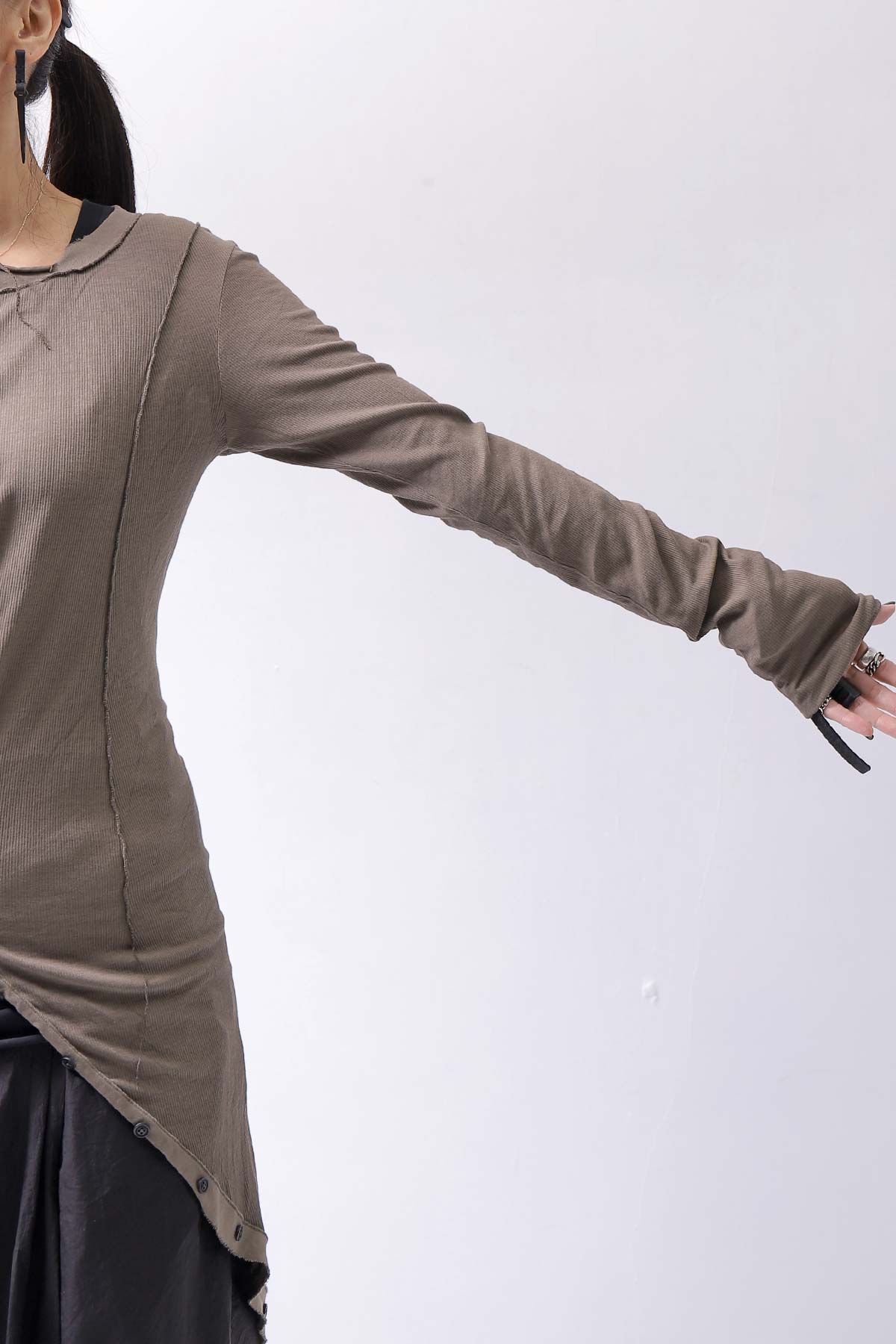 【RUNDHOLZ】 RIB COTTON PENGUIN BUTTON LONG TOP 234 0904_DUNE