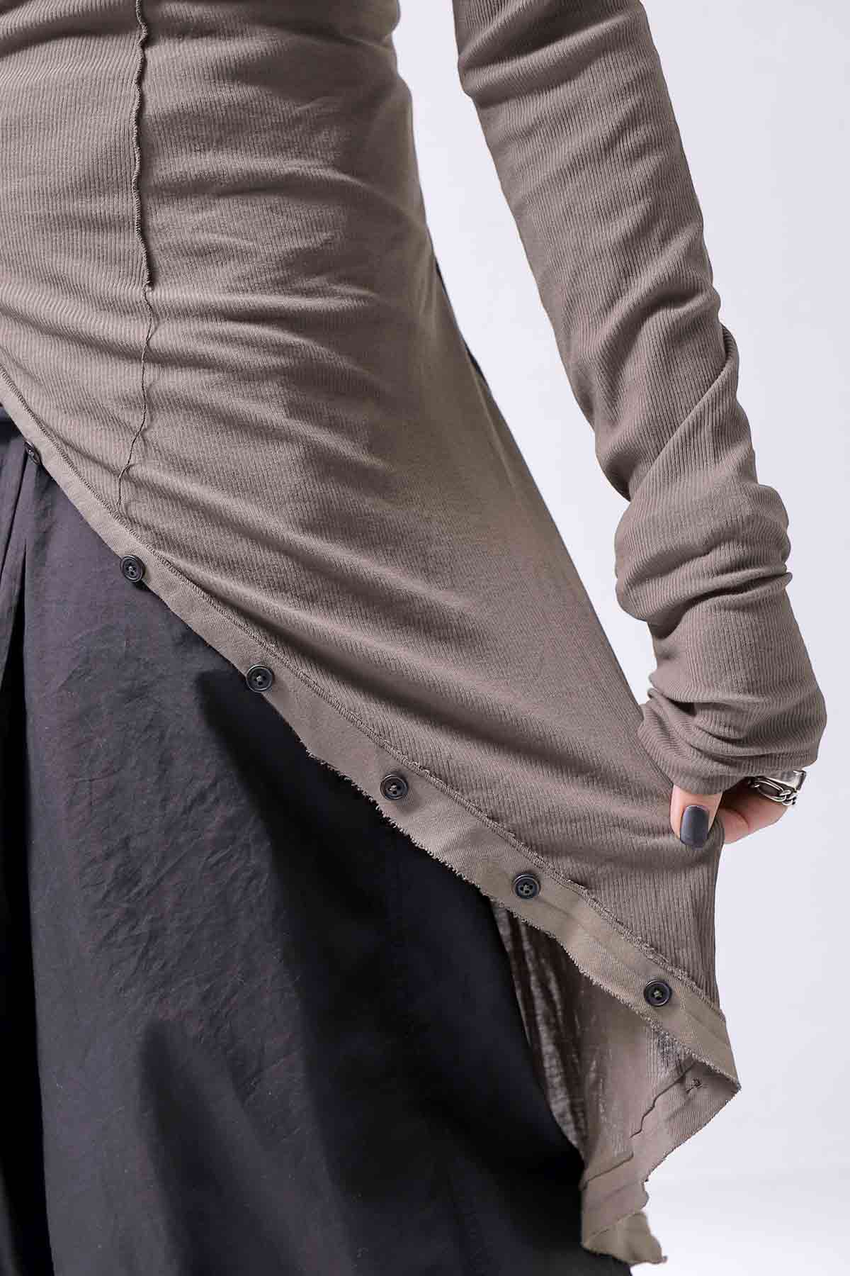 【RUNDHOLZ】 RIB COTTON PENGUIN BUTTON LONG TOP 234 0904_DUNE