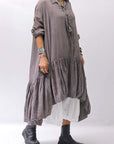【RUNDHOLZ】 COTTON CHIFFON SHIRT DRESS _AMBER FOG