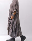 【RUNDHOLZ】 COTTON CHIFFON SHIRT DRESS _AMBER FOG