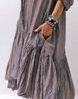 【RUNDHOLZ】 COTTON CHIFFON SHIRT DRESS _AMBER FOG