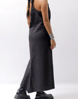 【Primordial is Primitive】 BACK CROSSED TANK DRESS 412LS_BLACK