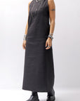 【Primordial is Primitive】 BACK CROSSED TANK DRESS 412LS_BLACK