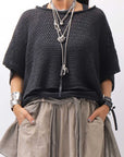【RUNDHOLZ】 COTTON MESH KNIT TOPS _BLACK
