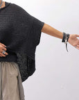【RUNDHOLZ】 COTTON MESH KNIT TOPS _BLACK