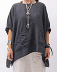【RUNDHOLZ】 UNISEX OVERSIZED LINEN TOPS _BLACK