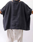 【RUNDHOLZ】 UNISEX OVERSIZED LINEN TOPS _BLACK