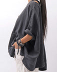 【RUNDHOLZ】 UNISEX OVERSIZED LINEN TOPS _BLACK