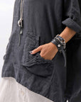 【RUNDHOLZ】 UNISEX OVERSIZED LINEN TOPS _BLACK