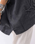 【RUNDHOLZ】 UNISEX OVERSIZED LINEN TOPS _BLACK