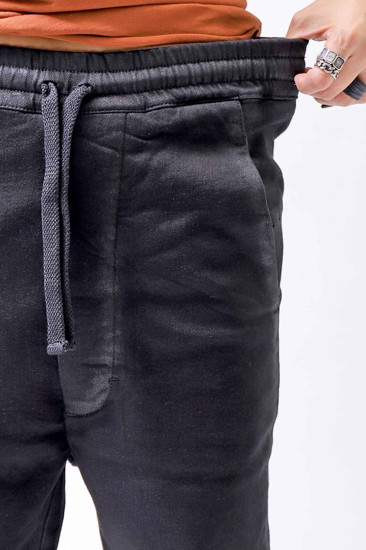 【thom/krom】 UNISEX SIDE COATING EASY DENIM PANTS MT87_BLACK COATED