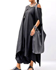 【Primordial is Primitive】 ASYMMETRY OVERSIZED COTTON LONG TOP 100RO_BLACK