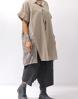 【studio b3】 SIDE SLIT BUTTON HALF SLEEVE SHIRT NB2078_SAND OLD DYE