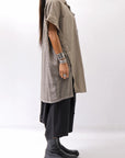 【studio b3】 SIDE SLIT BUTTON HALF SLEEVE SHIRT NB2078_SAND OLD DYE