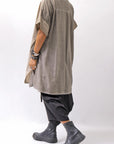 【studio b3】 SIDE SLIT BUTTON HALF SLEEVE SHIRT NB2078_SAND OLD DYE
