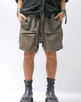 【thom/krom】 UNISEX STRETCH COTTON & LINEN POCHETTE SHORT PANTS MST484_OLIVE NIGHT