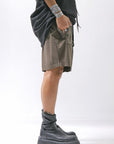 【thom/krom】 UNISEX STRETCH COTTON & LINEN POCHETTE SHORT PANTS MST484_OLIVE NIGHT