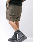 【thom/krom】 UNISEX STRETCH COTTON & LINEN POCHETTE SHORT PANTS MST484_OLIVE NIGHT