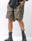 【thom/krom】 UNISEX STRETCH COTTON & LINEN POCHETTE SHORT PANTS MST484_OLIVE NIGHT