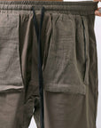 【thom/krom】 UNISEX STRETCH COTTON & LINEN POCHETTE SHORT PANTS MST484_OLIVE NIGHT