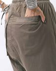 【thom/krom】 UNISEX STRETCH COTTON & LINEN POCHETTE SHORT PANTS MST484_OLIVE NIGHT